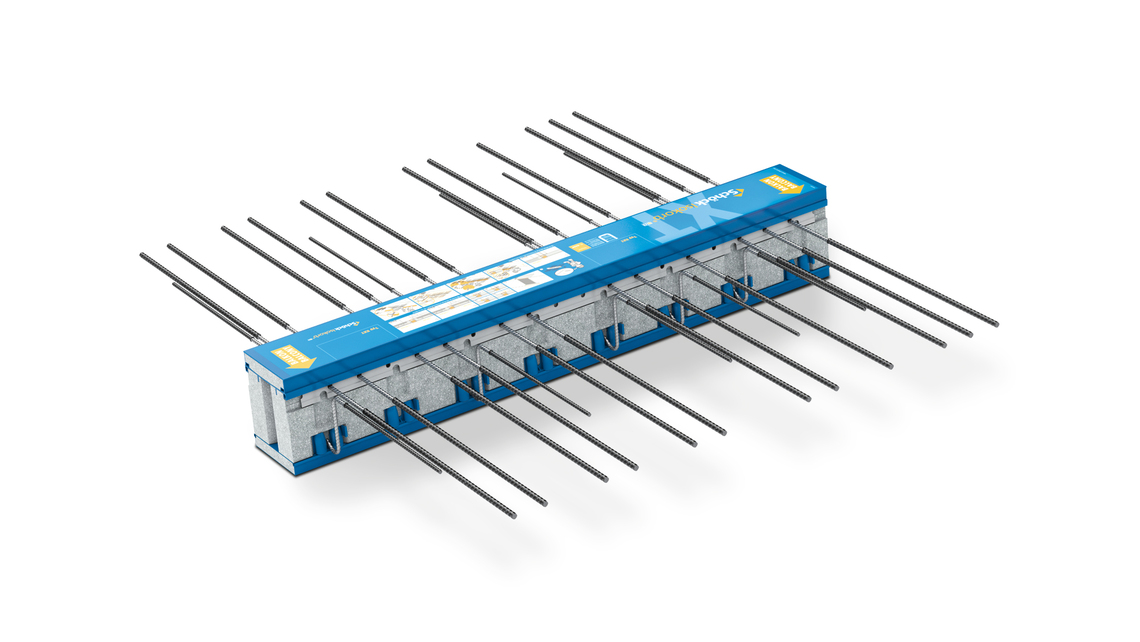 „Isokorb®“ XT K tipo elementas su 120 mm storio šilumą izoliuojančiu intarpu buvo sukurtas gembiniams gelžbetoniniams balkonams. „Isokorb®“ XT K tipo elementas su 120 mm storio šilumą izoliuojančiu intarpu buvo sukurtas gembiniams gelžbetoniniams balkonams.