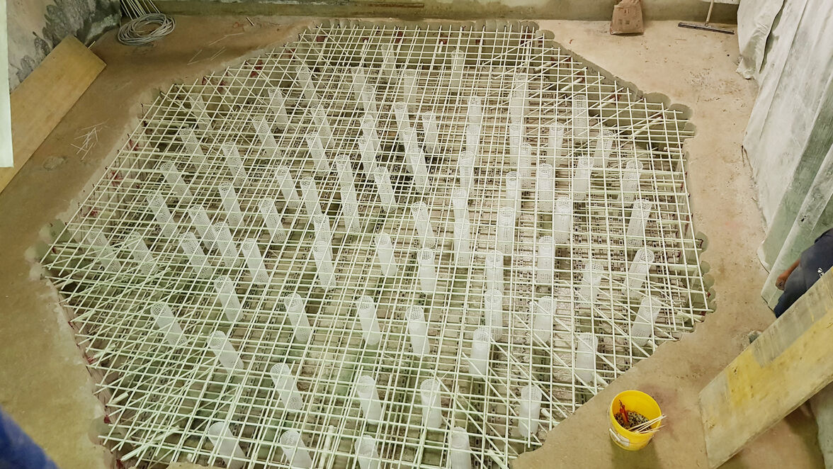 Mise en œuvre du complexe d'armature en fibre de verre Schöck Combar à l’Institut Paoli-Calmettes de Marseille