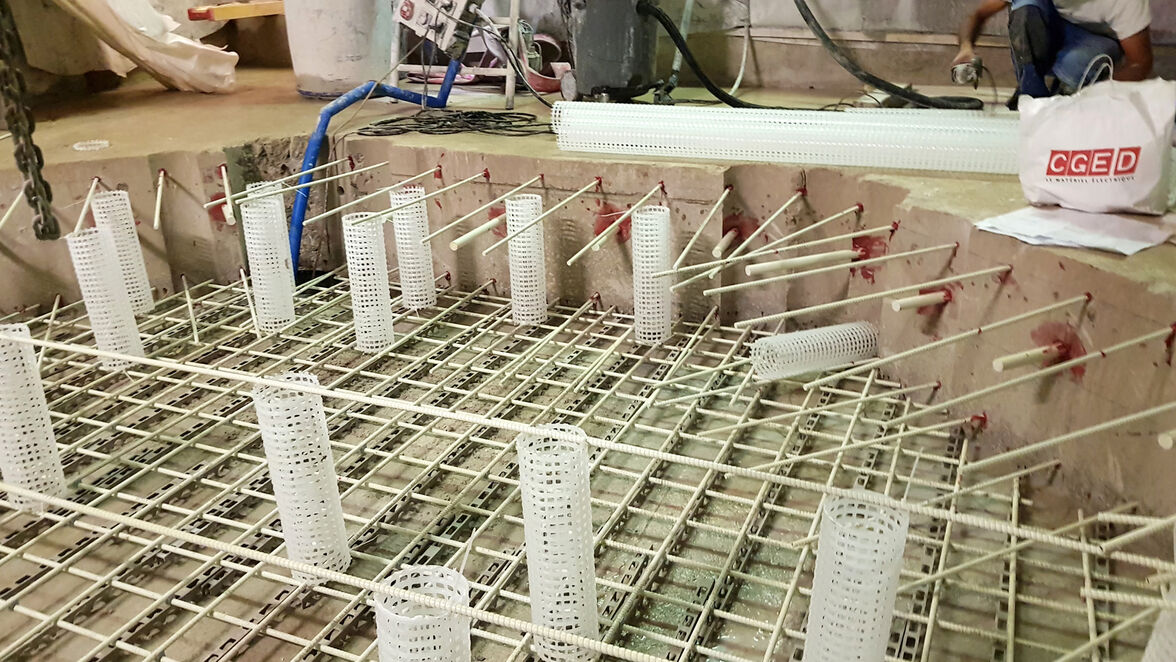 Mise en œuvre du complexe d'armature en fibre de verre Schöck Combar à l’Institut Paoli-Calmettes de Marseille