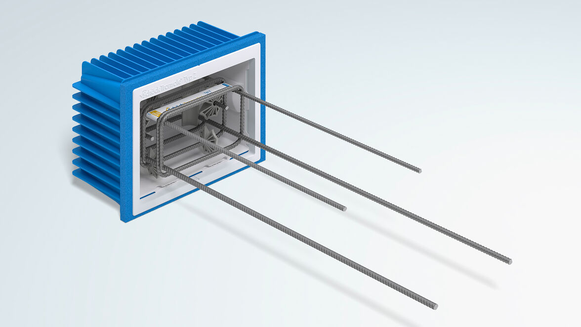 Die Schöck Tronsole Typ Z ermöglicht den schalldämmenden Anschluss von Treppenpodest an Treppenhauswand (Mauerwerk oder Beton). Dank exzellenter Trittschalldämmung ist ein schwimmender Estrich auf dem Zwischenpodest nicht mehr notwendig. Dies ermöglicht n