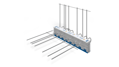 Schöck Isokorb® T typu K-WO z łożyskiem oporowym HTE-Compact®:  Element izolacji termicznej do balkonów lub zadaszeń wspornikowych kotwionych do ściany