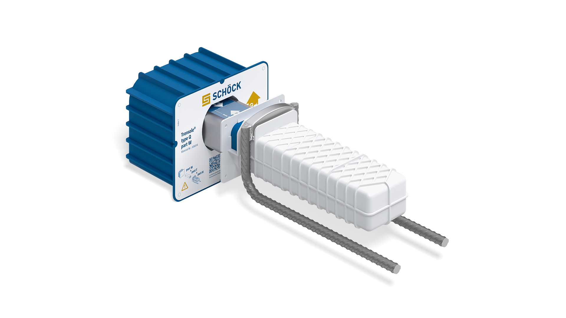 Schöck Tronsole® Typ Q: Trittschalldämmung zwischen gewendelten Treppenläufen und Wand