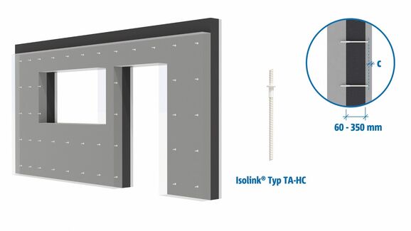 Einbau Schöck Isolink® Typ C-SH (bisher TA-HC) und C-SD (bisher TA-DC). Für Sandwichwände.