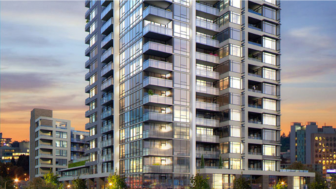 View of balconies on LIDO Residential Tower in Vancouver, BC View of balconies on LIDO Residential Tower in Vancouver, BC