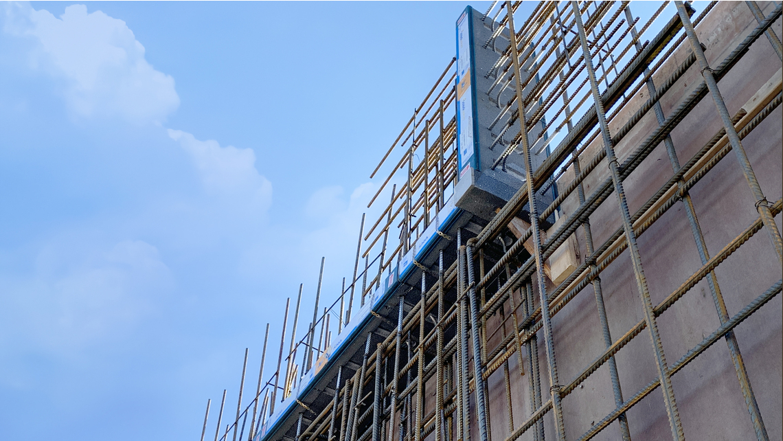 Installation of Isokorb® parapet thermal breaks to thermally isolate the main building from the training tower Installation of Isokorb® parapet thermal breaks to thermally isolate the main building from the training tower