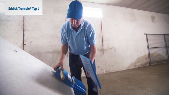 Schallbrückenfreier Einbau von Podesten mit geraden Stiegenläufen. Schöck Tronsole® Typen Z, F, L.