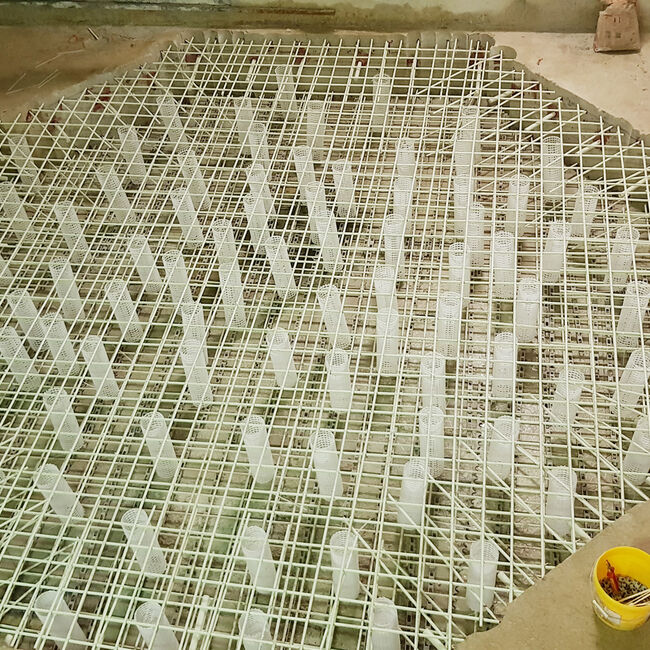 Die Bewehrung ist montiert, nun kann der Beton eingegossen werden.