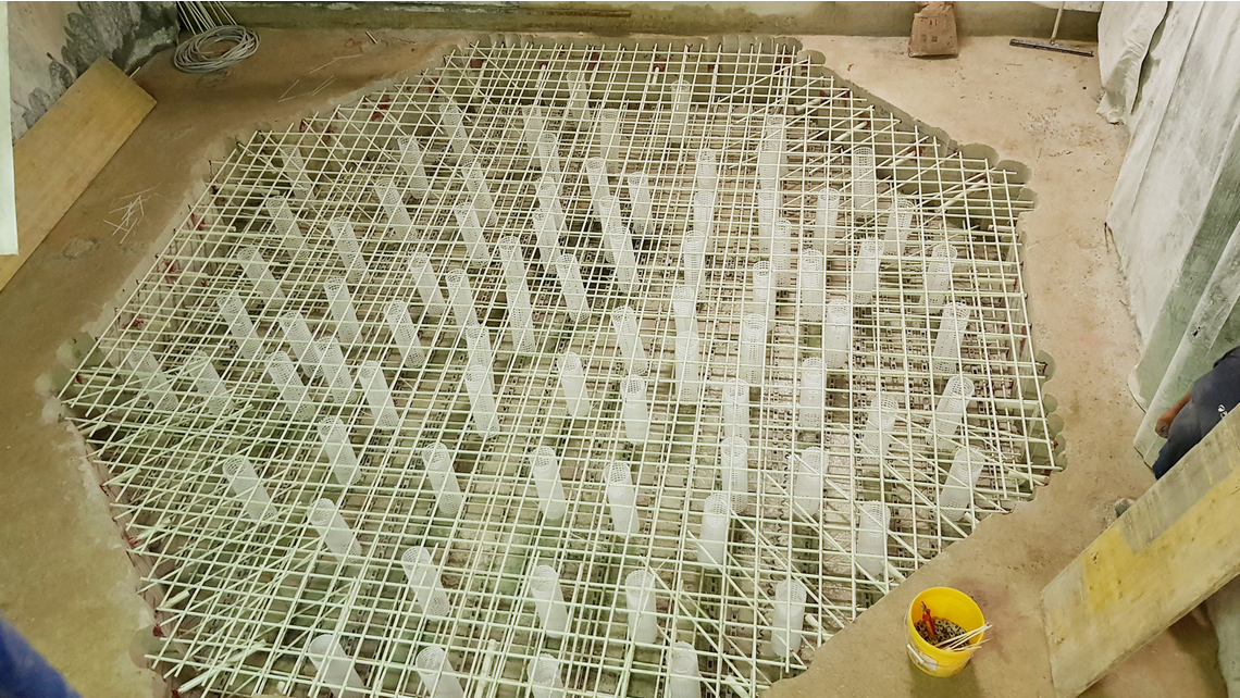 Die Bewehrung ist montiert, nun kann der Beton eingegossen werden.