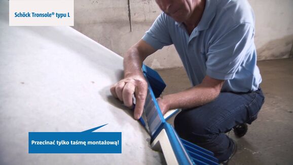 Montaż spoczników z prostym biegiem schodów bez występujących mostków akustycznych