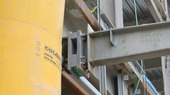 Isokorb® Type S22 installed at steel-to-steel canopy connection