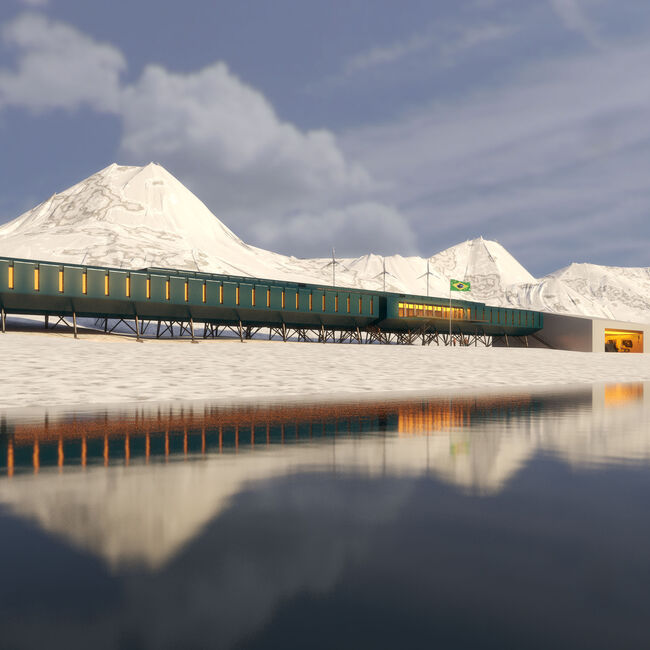 Architectural rendering of Comandante Ferraz Antarctic Station
