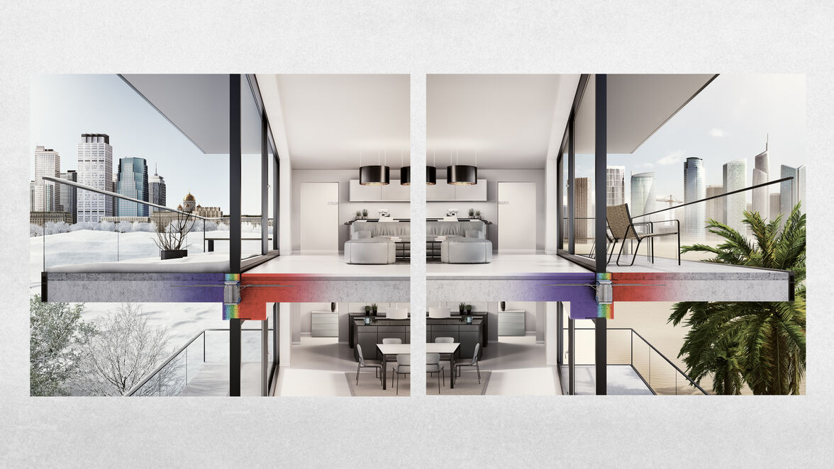 Thermographie hivers - été avec rupteurs de ponts thermiques Schöck Isokorb