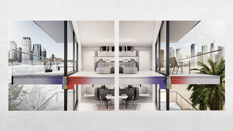 Thermographie hivers - été avec rupteurs de ponts thermiques Schöck Isokorb