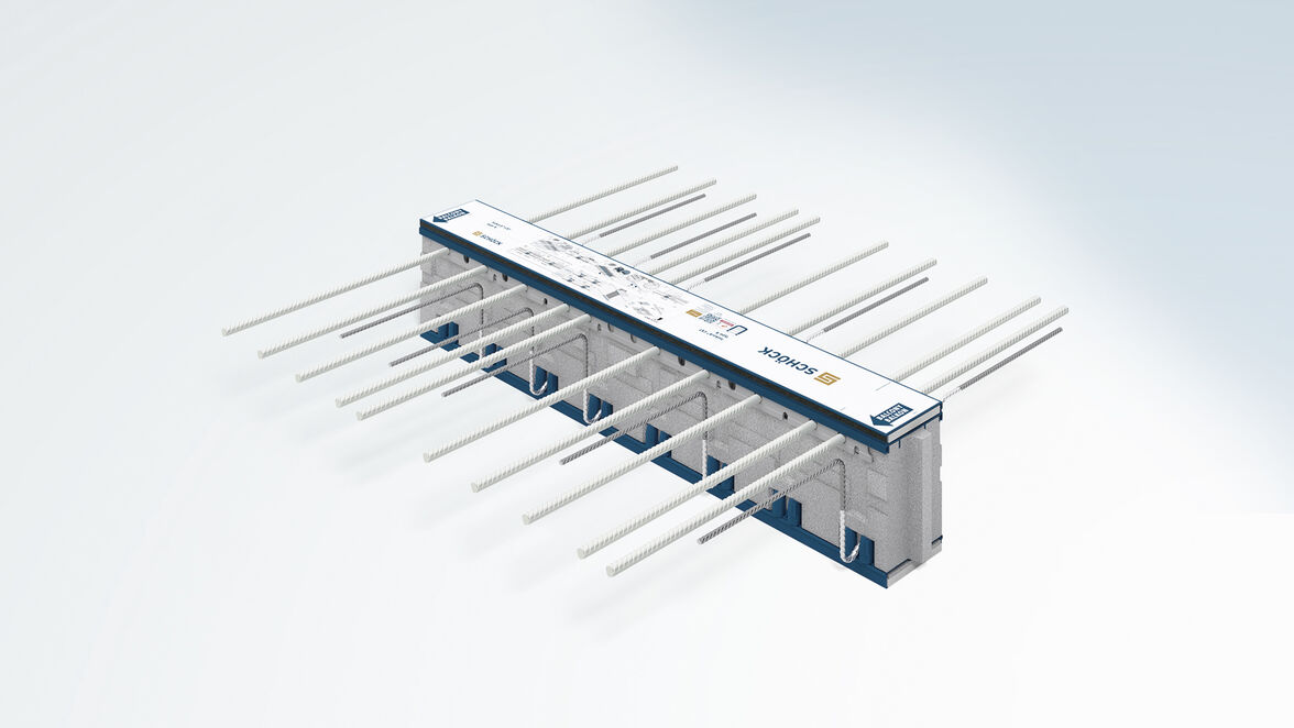 Die Zugstäbe des tragenden Wärmedämmelements Schöck Isokorb CXT bestehen aus Combar, einem Glasfaserverbundwerkstoff, der sich durch geringste Wärmeleitfähigkeit auszeichnet.