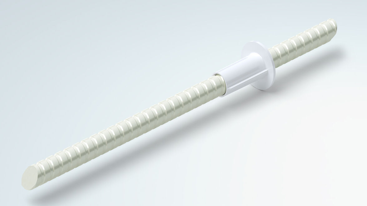 The Schöck Isolink type C façade fastening for core-insulated concrete walls consists of the Schöck Combar fiberglass composite material.