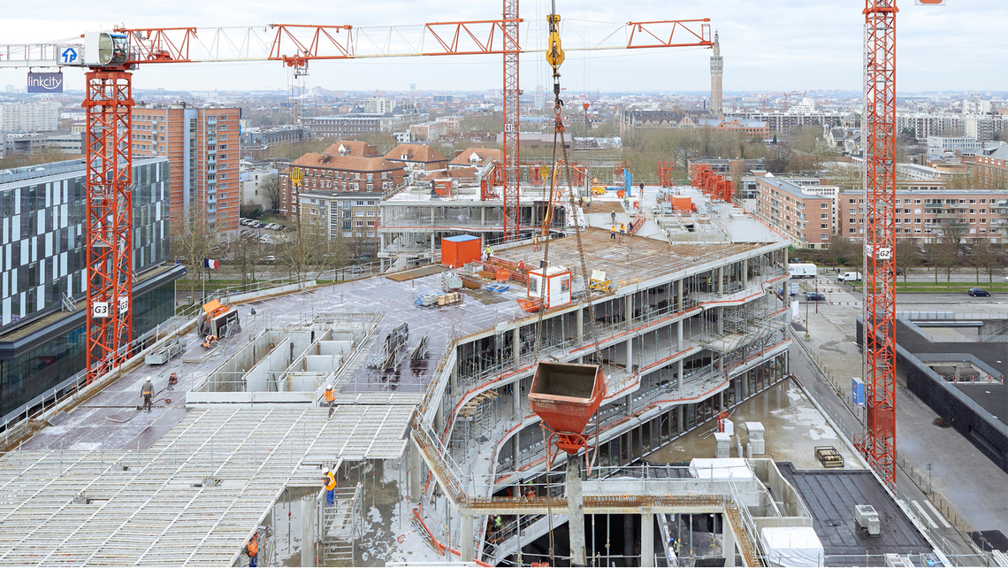 View of the construction site with balconies